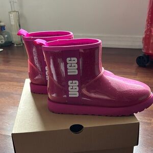 UGG Glossy Pink Rain Boots